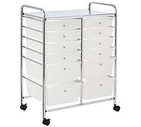 Whitmor Carrello portaoggetti con 12 cassetti in plastica e cromo