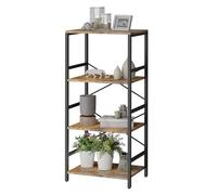 Whitmor Libreria a 4 ripiani, piccola libreria industriale, in metallo, organizer per CD/film/libri, librerie per camera da letto, ufficio, soggiorno, marrone bacca