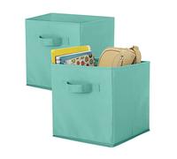 Whitmor - Set di 2 cubi Pieghevoli in Tessuto, 25,4 x 25,4 x 25,4 cm, Colore: Turchese