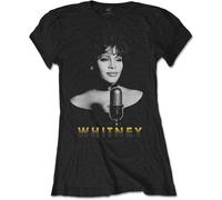 Whitney Houston Maglietta Black & White Photo Womens Black 2XL
