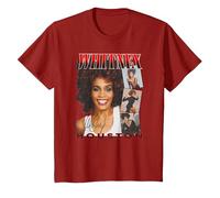 Whitney Houston Face Photos Maglietta, Bambini, Mirtillo Rosso, 4 Anni