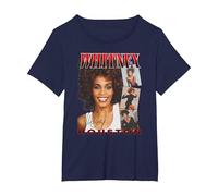 Whitney Houston Face Photos Maglietta, Donna Plus-Size, Navy, 1X