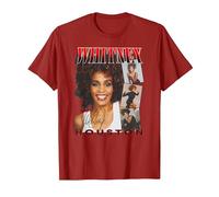Whitney Houston Face Photos Maglietta, Uomo, Mirtillo Rosso, XXL