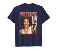 Whitney Houston Face Photos Maglietta, Uomo, Navy, 3XL