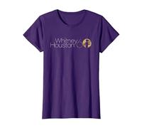 Whitney Houston Whitney 60° Compleanno Logo Bianco e Oro Maglietta, Donna, Viola, 3XL
