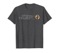 Whitney Houston Whitney 60° Compleanno Logo Bianco e Oro Maglietta, Uomo, Grigio Scuro, XXL