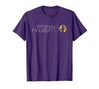 Whitney Houston Whitney 60° Compleanno Logo Bianco e Oro Maglietta, Uomo, Viola, 3XL