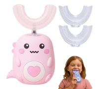 WhizBrush - U-Shaped 360º Ultrasonic Toothbrush,U Shaped Electric Toothbrush W/2 Silicone Brush Head&3 Modes/LED Light/IPX7 Waterproof,Rechargeable,Cleans All Teeth Just 60S,15 Day Battery (Pink,2-6)