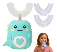 WhizBrush - U-Shaped 360º Ultrasonic Toothbrush,U Shaped Electric Toothbrush W/2 Silicone Brush Head&3 Modes/LED Light/IPX7 Waterproof,Rechargeable,Cleans All Teeth Just 60S,15 Day Battery (Green6-12)