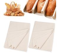 WhizNook 2 Pezzi Panno per La Lievitazione Del Pane, 150 x 60 cm, Lino, Tela, Tinta unita, Bianco, Panno Del Panettiere, Telo Di Lino, Bread Baking Supplies