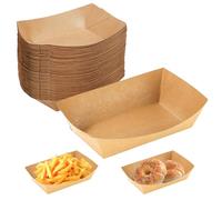 WhizNook 50 Pezzi Vassoi in Cartone Kraft, 16.7x12x5 cm Barchette Finger Food, Vassoi Cartone per Alimenti, Finger Food Monouso, Scatola per Patatine Fritte, Snack, Macarons, Insalata