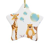 WHJDPP A Group of Animals Blowing Bubbles Pattern with Gold Wire Cord Easy Hanging Star Pendant Decorations WHJDPP A Group of Animals Blowing Bubbles Pattern with Gold Wire Cord Easy