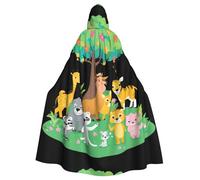 WHJDPP Animale festa sotto l'albero dei fiori Immagine Halloween adulto mantello con cappuccio mantello con papillon per feste in costume, cosplay