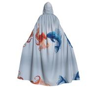 WHJDPP Animali sottomarini che combattono Immagine Adult Hooded Cloak è un poncho con cappuccio super grande, confortevole e resistente per Halloween