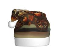 WHJDPP Animali sulla carrozza di zucca Immagine Cappelli di Natale della peluche degli uomini e delle donne, cappelli di festa di Capodanno adulti