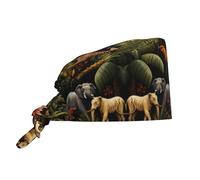WHJDPP Animals in The Rainforest Printing Cleaning Working Cap Cappello da chef per donne e uomini, per chirurgia e infermieristica, nero