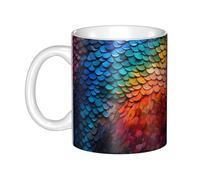 WHJDPP Arcobaleno frammenti squame di pesce Tazza in ceramica Tazze per cappuccino, latte, cereali, yogurt, latte, bevande calde o fredde Forno a microonde