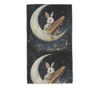 WHJDPP Asciugamano con immagine di coniglietto che suona il pianoforte, 69,8 x 40,6 cm, delicato sulla pelle, assorbente, soffice e morbido, per bagno, spiaggia, esterni