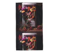 WHJDPP Asciugamano con immagine di un frigorifero pieno di fiori, 69,8 x 40,6 cm, assorbente, soffice e morbido, per bagno, spiaggia, esterni