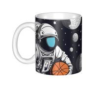 WHJDPP Astronauta Space Basketball Tazza in ceramica per cappuccino, latte, cereali, yogurt, latte, bevande calde o fredde Forno a microonde