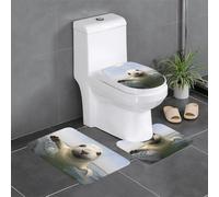 WHJDPP Baby Seal Playing - Set di tappeti da bagno antiscivolo, 3 pezzi, ovali e rettangolari, per WC, toeletta e servizi igienici