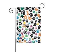 WHJDPP Bandiere colorate da giardino con stampa di zampe di cane nere, 30,5 x 45,7 cm, per decorazione da cortile, larghezza di posizione del palo di 3 cm (solo bandiera, asta non inclusa)