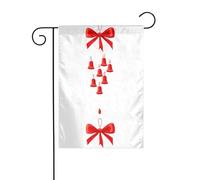 WHJDPP Bandiere da giardino con fiocco rosso, 30,5 x 45,7 cm, per decorazione da cortile con larghezza di posizione del palo di 3 cm (solo bandiera, asta non inclusa)