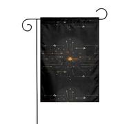 WHJDPP Bandiere da giardino con stampa a freccia nera, 30,5 x 45,7 cm, per decorazione da cortile con larghezza di 3 cm (solo bandiera, asta non inclusa)