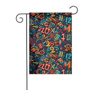 WHJDPP Bandiere da giardino con stampa di numeri geometrici, 30,5 x 45,7 cm, per decorazione da cortile con larghezza di 3 cm (solo bandiera, asta non inclusa)