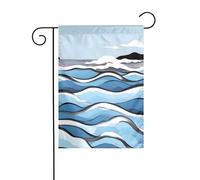 WHJDPP Bandiere da giardino con stampa di onde che lambiscono sulle rocce, 30,5 x 45,7 cm, per decorazione da cortile, larghezza di posizione del palo di 3 cm (solo bandiera, asta non inclusa)