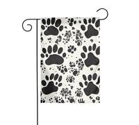 WHJDPP Bandiere da giardino con stampa di ossa e zampe, 30,5 x 45,7 cm, per decorazione da cortile, larghezza di posizione del palo di 3 cm (solo bandiera, asta non inclusa)