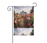 WHJDPP Bandiere da giardino con stampa di rose fattoria, 30,5 x 45,7 cm, per decorazione da cortile con larghezza di 3 cm (solo bandiera, asta non inclusa)