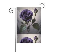WHJDPP Bandiere da giardino con stampa di rose nere e viola, 30,5 x 45,7 cm, per decorazione da cortile con larghezza di 3 cm (solo bandiera, asta non inclusa)