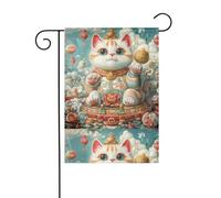 WHJDPP Bandiere da giardino con stampa di viaggio spaziale di gatto, 30,5 x 45,7 cm, per decorazione da cortile, larghezza di posizione del palo di 3 cm (solo bandiera, asta non inclusa)