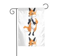 WHJDPP Bandiere da giardino con stampa di volpe con microfono, 30,5 x 45,7 cm, per decorazione da cortile con larghezza di 3 cm (solo bandiera, asta non inclusa)