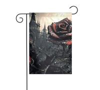 WHJDPP Bandiere da giardino con stampa gotica di rose, 30,5 x 45,7 cm, per decorazione da cortile, larghezza di 3 cm (solo bandiera, asta non inclusa)