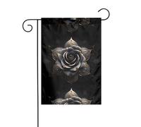 WHJDPP Bandiere da giardino con stampa mandala con rose nere, 30,5 x 45,7 cm, per decorazione da cortile, larghezza di 3 cm (solo bandiera, asta non inclusa)