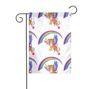WHJDPP Bandiere da giardino con tigre con ali che volano su un arcobaleno, 30,5 x 45,7 cm, per decorazione da cortile con larghezza di posizione del palo di 3 cm (solo bandiera, asta non inclusa)