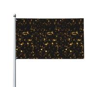WHJDPP Bandiere decorative per esterni con stampe dorate e nere, 9 x 1,5 m, in poliestere di alta qualità, per cortile, patio e decorazioni festive