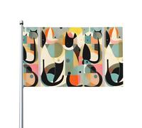 WHJDPP Bandiere decorative per esterni, in poliestere di alta qualità, con stampa di gatti della metà del secolo, 0,9 x 1,5 m, per cortile, patio e feste