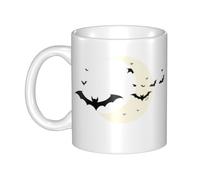 WHJDPP Bats on the moon Tazza in ceramica per cappuccino, latte, cereali, yogurt, latte, bevande calde o fredde Forno a microonde