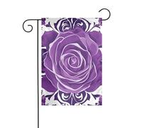WHJDPP Belle rose viola stampa bandiere da giardino 30,5 x 45,7 cm per decorazione cortile con 3 cm di larghezza di posizione (solo bandiera, asta non inclusa)