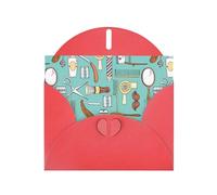 WHJDPP Biglietto d'auguri rosso con stampa barbiere 10,2 x 15,2 cm, per Natale, compleanni dei bambini, San Valentino, anniversari di matrimonio e inviti per feste