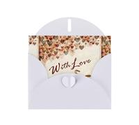 WHJDPP Biglietto di auguri bianco con stampa romantica con bicicletta sotto il cuore dell'albero 10,2 x 15,2 cm per Natale, compleanni dei bambini, San Valentino, anniversari di matrimonio e inviti