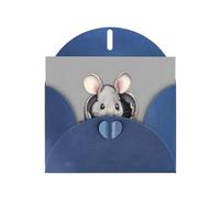 WHJDPP Biglietto di auguri blu con stampa di topi grigi 10,2 x 15,2 cm per Natale, compleanni dei bambini, San Valentino, anniversari di matrimonio e inviti per feste