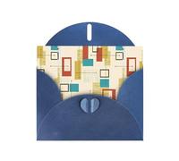 WHJDPP Biglietto di auguri blu con stampa moderna di metà secolo, 10,2 x 15,2 cm, per Natale, compleanni dei bambini, San Valentino, anniversari di matrimonio e inviti per feste