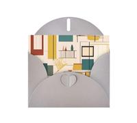 WHJDPP Biglietto di auguri grigio con stampa moderna di metà secolo, 10,2 x 15,2 cm, per Natale, compleanni dei bambini, San Valentino, anniversari di matrimonio e inviti per feste