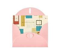 WHJDPP Biglietto di auguri rosa con stampa moderna di metà secolo, 10,2 x 15,2 cm, per Natale, compleanni dei bambini, San Valentino, anniversari di matrimonio e inviti per feste
