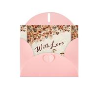 WHJDPP Biglietto di auguri rosa con stampa romantica con bicicletta sotto il cuore dell'albero 10,2 x 15,2 cm per Natale, compleanni dei bambini, San Valentino, anniversari di matrimonio e inviti per