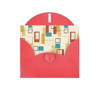 WHJDPP Biglietto di auguri rosso con stampa moderna di metà secolo, 10,2 x 15,2 cm, per Natale, compleanni dei bambini, San Valentino, anniversari di matrimonio e inviti per feste
